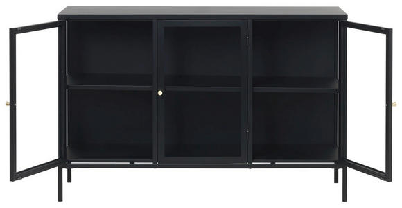 SIDEBOARD Schwarz  132/85/40 cm  - Goldfarben/Schwarz, Trend, Glas/Metall (132/85/40cm) - Xora