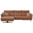 ECKSOFA in Echtleder Haselnussfarben  - Schwarz/Haselnussfarben, Design, Leder/Metall (169/298cm) - Dieter Knoll