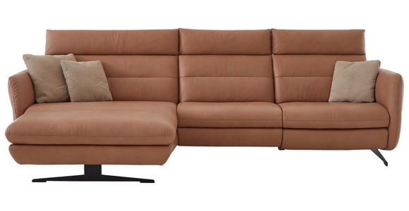 ECKSOFA in Echtleder Haselnussfarben  - Schwarz/Haselnussfarben, Design, Leder/Metall (169/298cm) - Dieter Knoll