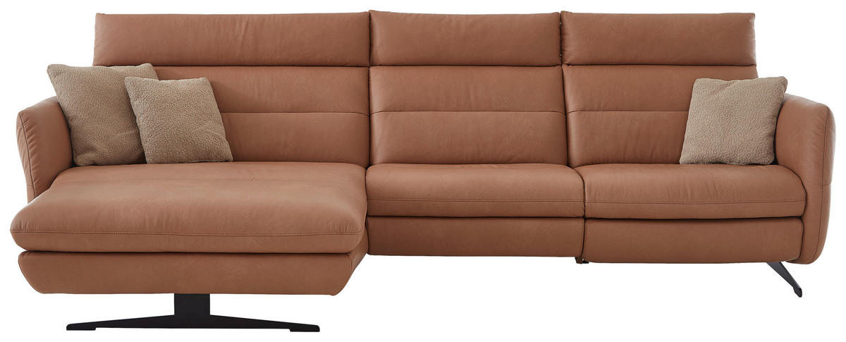 ROHOVÁ SEDACIA SÚPRAVA, koža, farba lieskového orecha - čierna/farba lieskového orecha, Design, kov/koža (157/300cm) - Dieter Knoll