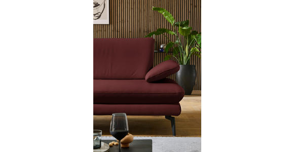 ECKSOFA in Echtleder Brombeere 195/308 cm - Brombeere/Schwarz, Design, Leder/Metall (195/308cm) - Dieter Knoll