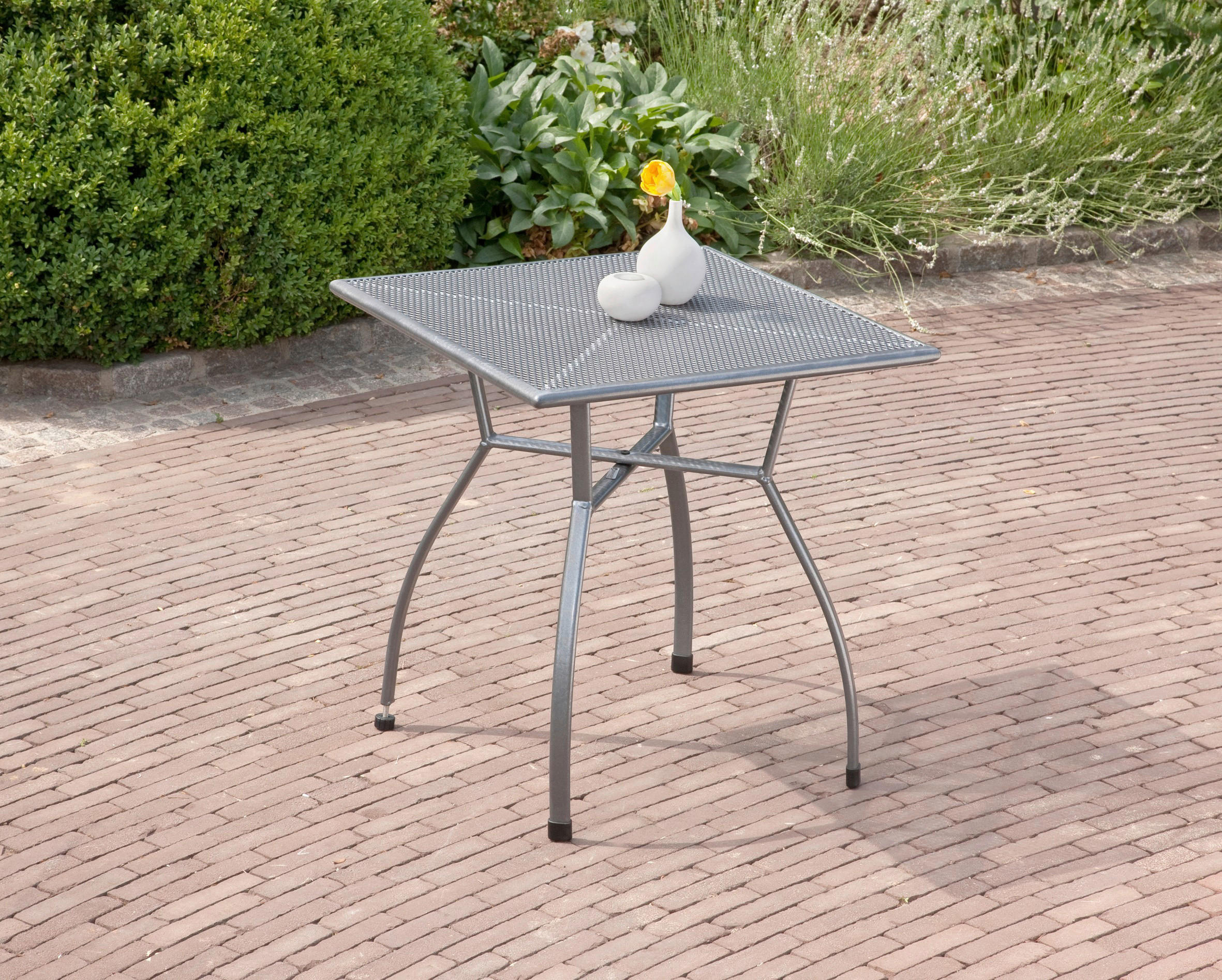 GARTENTISCH 70/70/74 cm Metall quadratisch  - Grau, Basics, Metall (70/70/74cm) - Gardenson