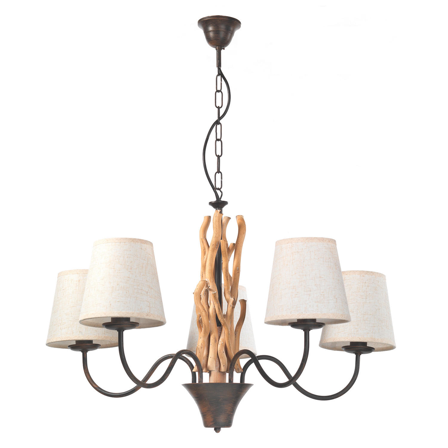 HÄNGELEUCHTE 80/84 cm  - Schwarz/Weiß, Natur, Holz/Textil (80/84cm)