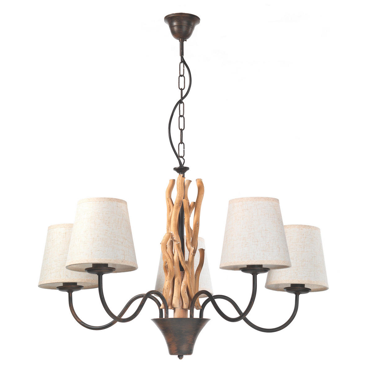 HÄNGELEUCHTE 80/84 cm  - Schwarz/Weiß, Natur, Holz/Textil (80/84cm)