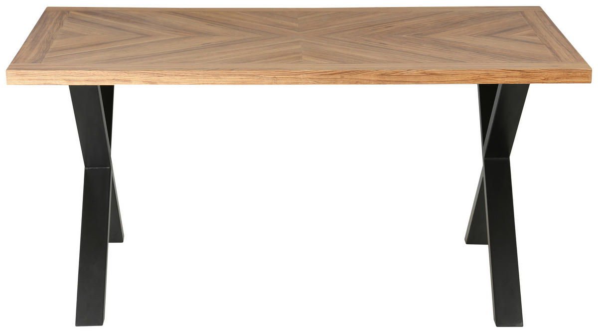 ESSTISCH 160/90/77 cm Echtholz, Nachbildung  Holz, Metall, Holzwerkstoff rechteckig Eichefarben  - Eichefarben/Schwarz, MODERN, Holz/Holzwerkstoff (160/90/77cm) - MID.YOU