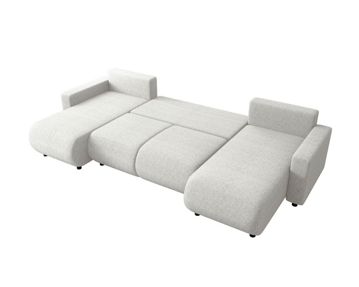 WOHNLANDSCHAFT Creme Webstoff  - Creme/Schwarz, MODERN, Kunststoff/Textil (150/312/150cm) - Xora