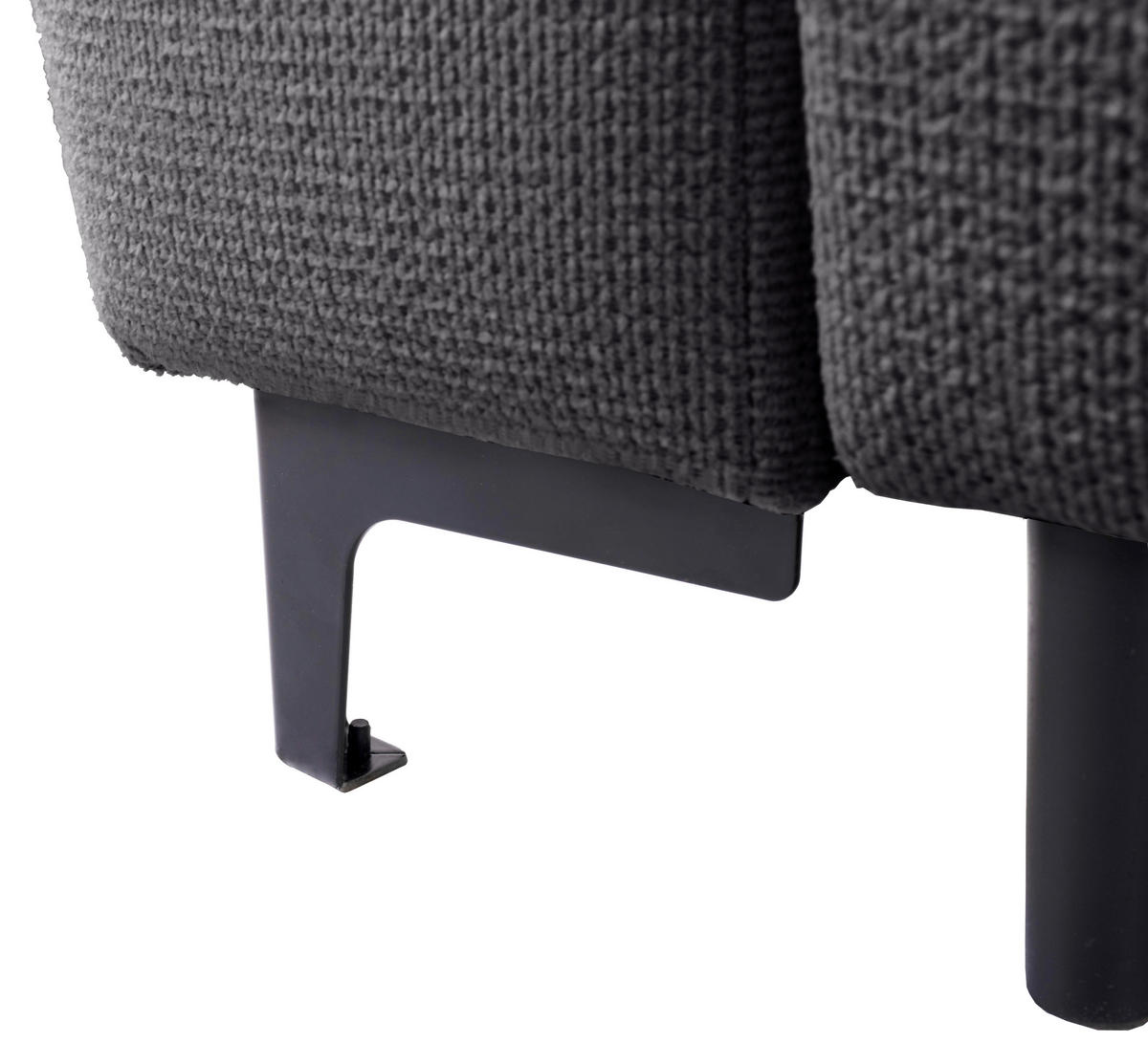 ECKSOFA Moli Dunkelgrau Mikrofaser  - Dunkelgrau/Schwarz, Design, Textil/Metall (236/148cm) - MID.YOU