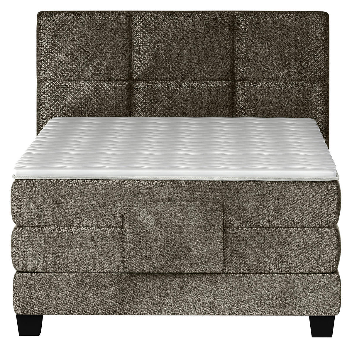 BOXSPRINGBETT 120/200 cm,  in Waldgrün, Matratze, Topper, motorische Verstellbarkeit, Fernbedienung, H3 = fest  - Waldgrün/Schwarz, KONVENTIONELL, Holz/Kunststoff (120/200cm) - Chameo