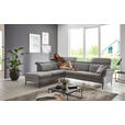 ECKSOFA in Struktur Grau 235/275 cm - Schwarz/Grau, MODERN, Textil/Metall (235/275cm) - Cantus