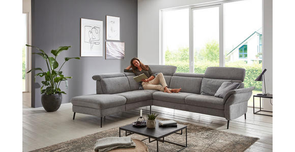 ECKSOFA in Struktur Grau 235/275 cm - Schwarz/Grau, MODERN, Textil/Metall (235/275cm) - Cantus