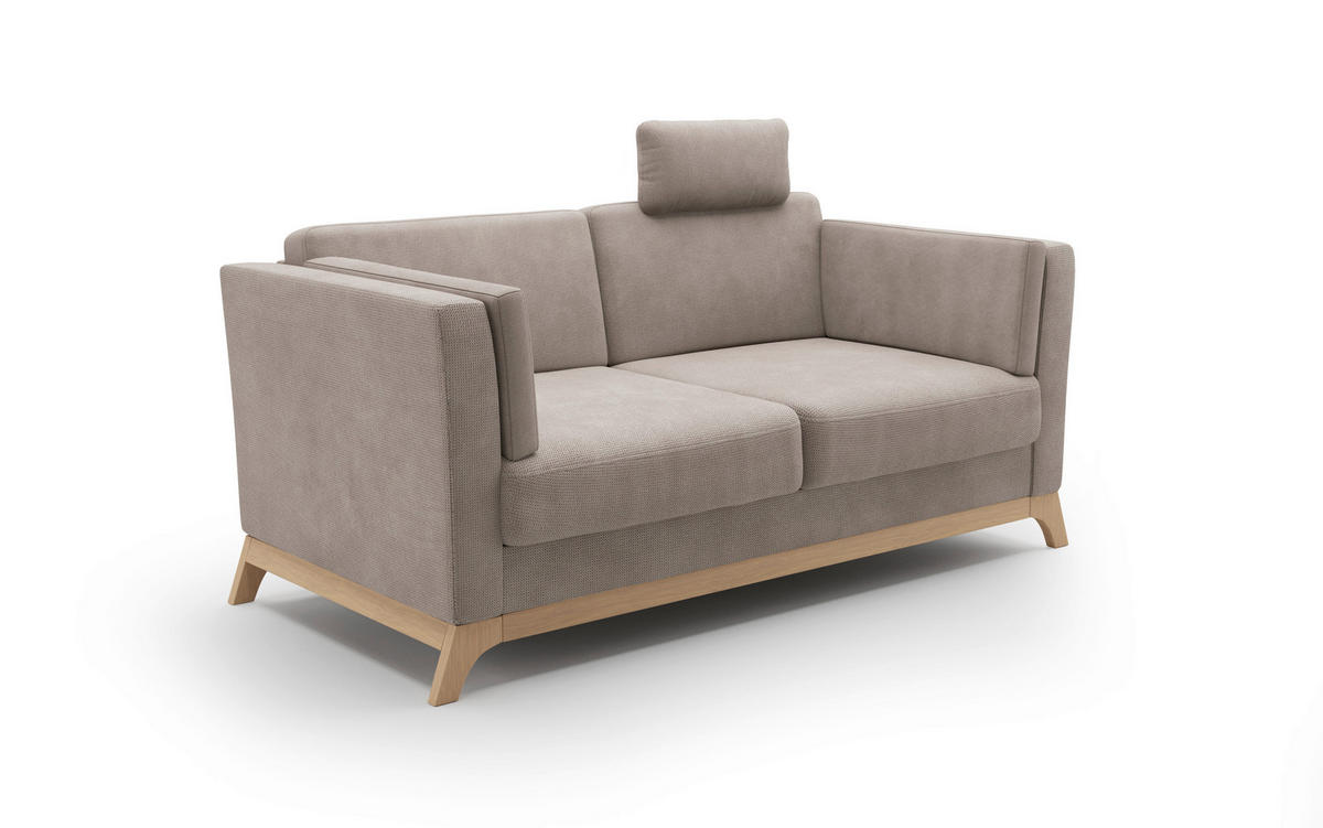 2,5-SITZER Flachgewebe Taupe  - Taupe/Eichefarben, KONVENTIONELL, Holz/Textil (183/84/93cm) - Sit & More