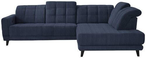 ECKSOFA in Webstoff Dunkelblau  - Schwarz/Dunkelblau, Design, Holz/Textil (302/216cm) - Xora