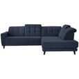 ECKSOFA in Webstoff Dunkelblau  - Schwarz/Dunkelblau, Design, Holz/Textil (302/216cm) - Xora