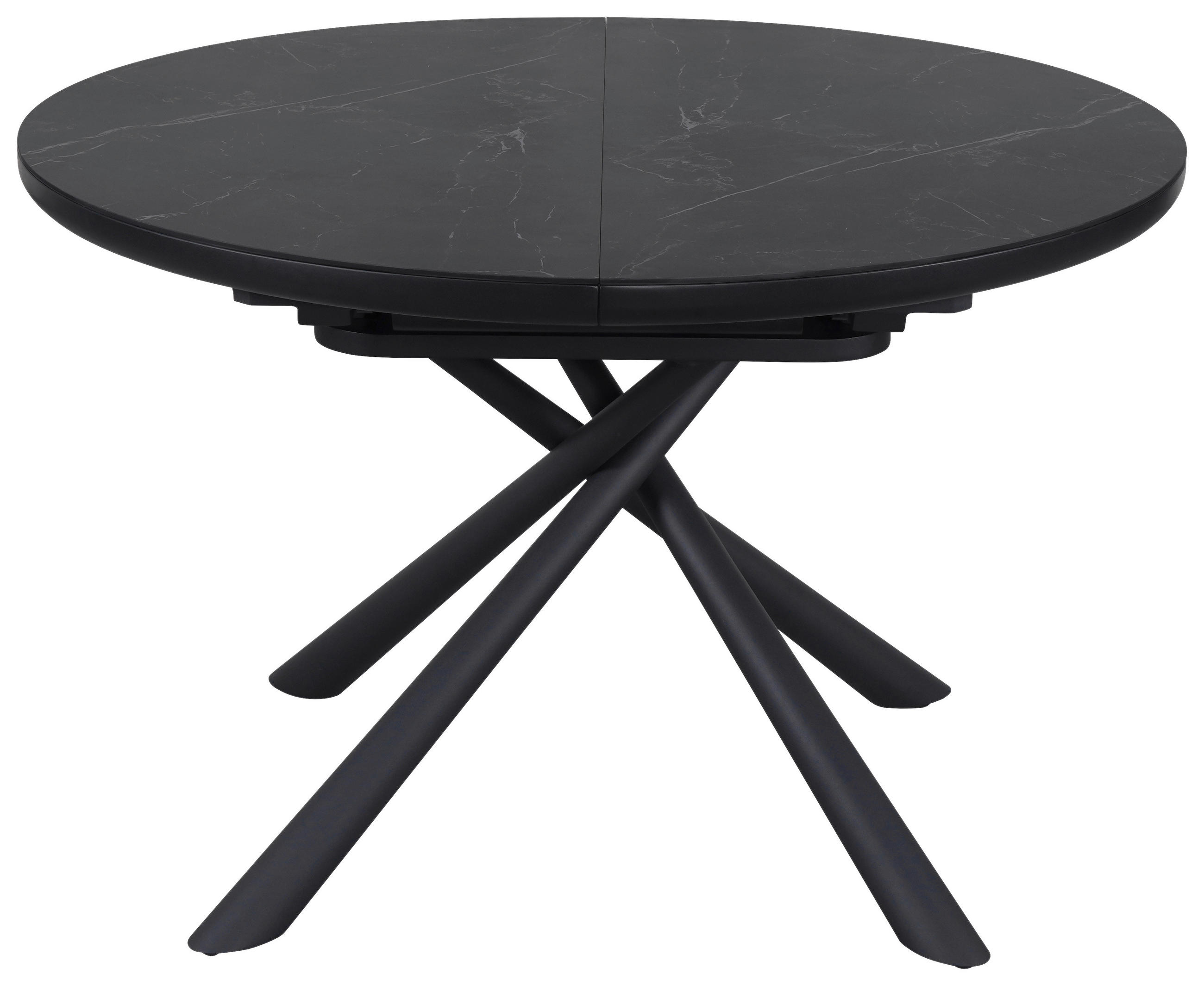 ESSTISCH 120-160/120/76 cm Nachbildung  Keramik, Holzwerkstoff ausziehbar rund Schwarz  - Schwarz, Design, Keramik/Holzwerkstoff (120-160/120/76cm) - Novel