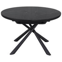 ESSTISCH 120-160/120/76 cm Nachbildung  Keramik, Holzwerkstoff ausziehbar rund Schwarz  - Schwarz, Design, Keramik/Holzwerkstoff (120-160/120/76cm) - Novel