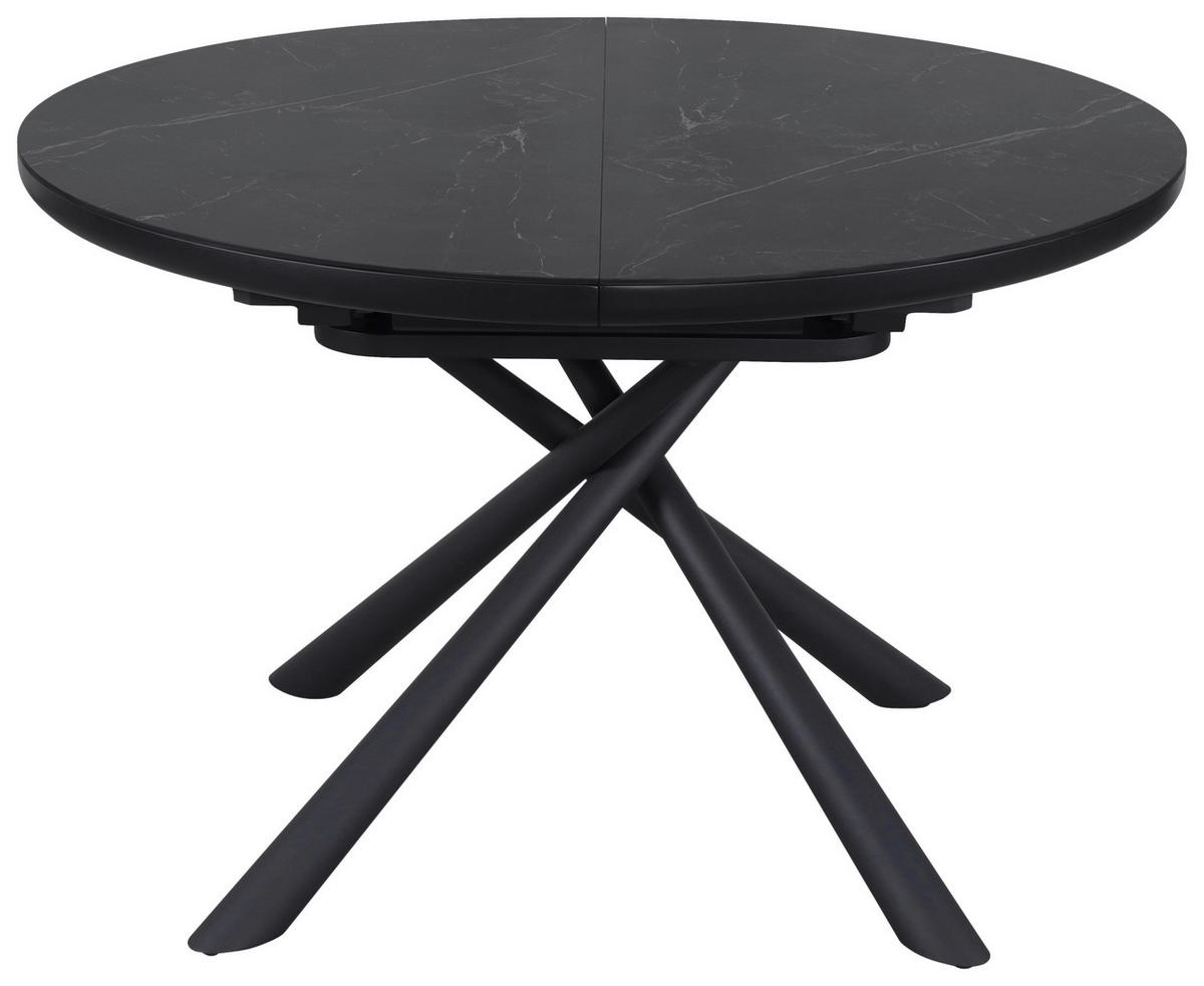 Novel ESSTISCH 120-160/120/76 cm Nachbildung Keramik, Holzwerkstoff ausziehbar rund Schwarz online entdecken ➤