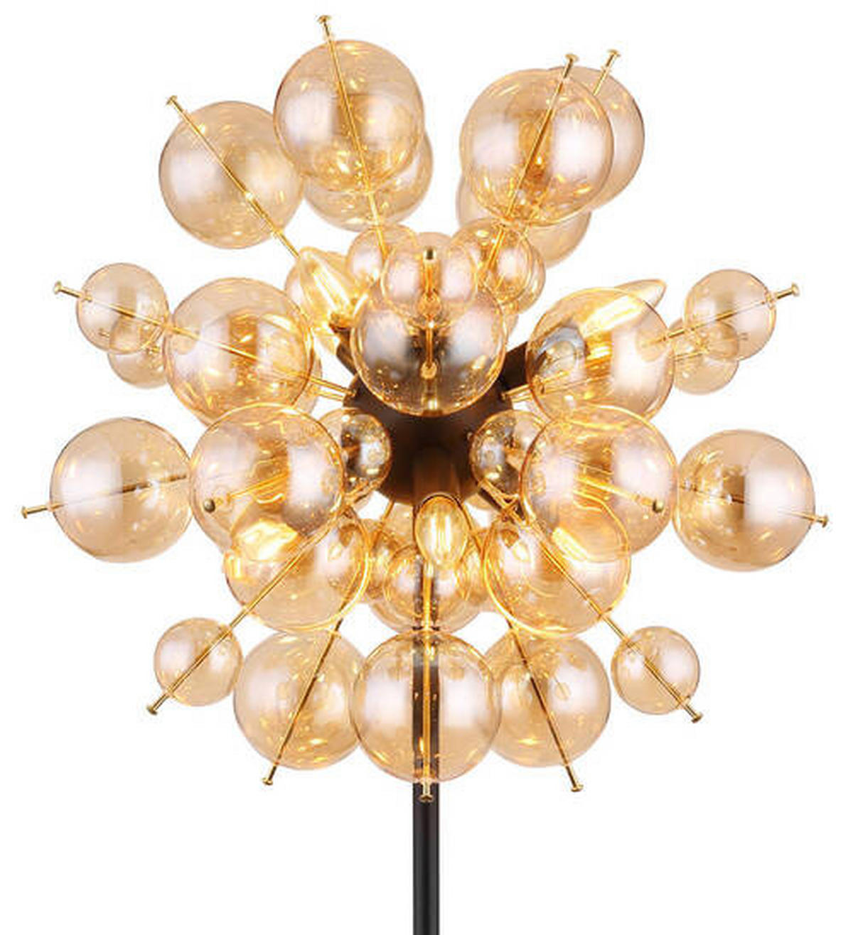 STEHLEUCHTE - Goldfarben/Schwarz, Konventionell, Glas/Metall (55/155cm) - Globo
