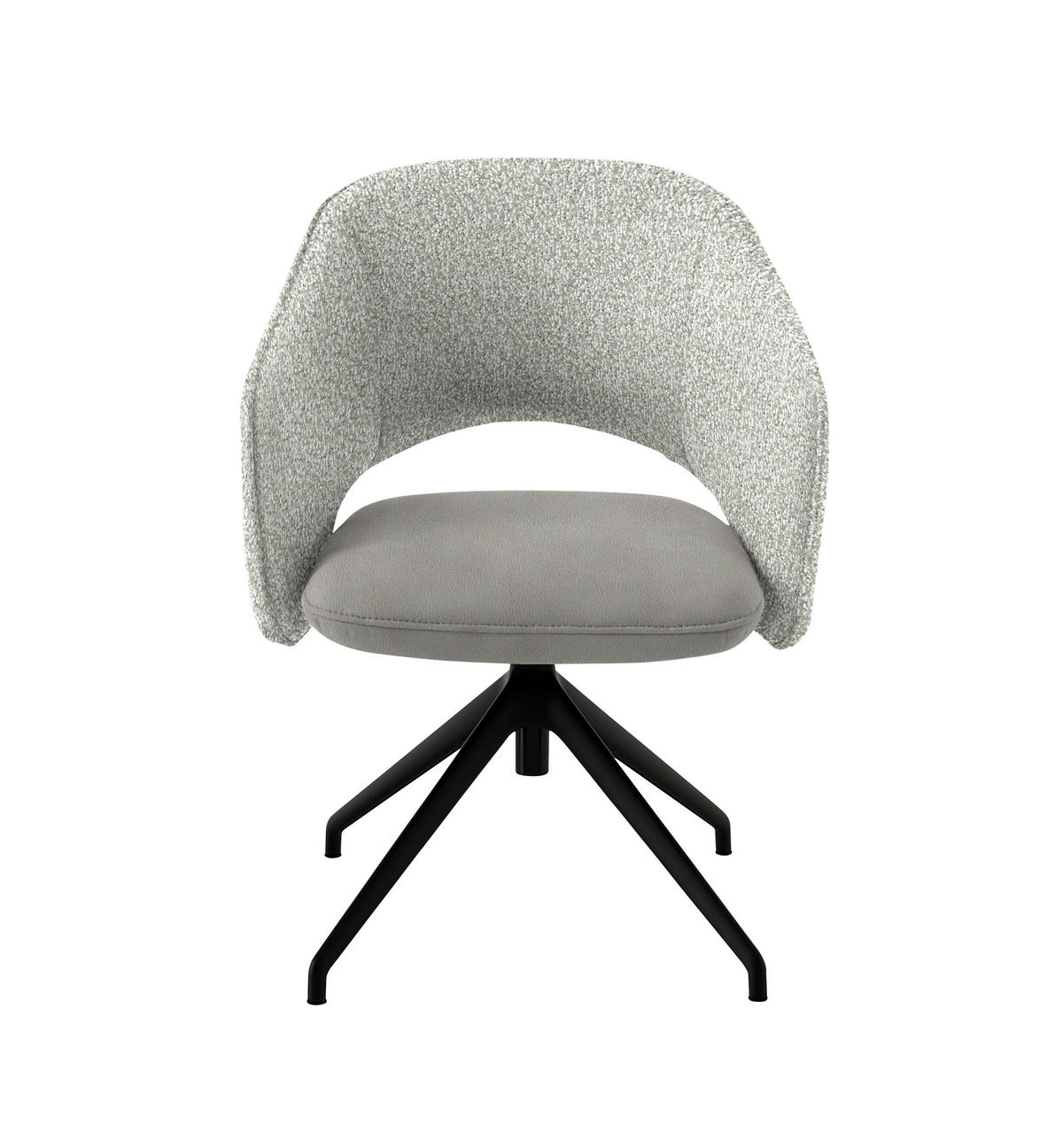 ARMLEHNSTUHL  Stoffauswahl, Wippfunktion, Sitzfläche 360° drehbar, gepolsterte Armlehnen Flachgewebe  - Hellgrau/Schwarz, Design, Textil/Metall (63/74-90/57-73cm) - Koinor