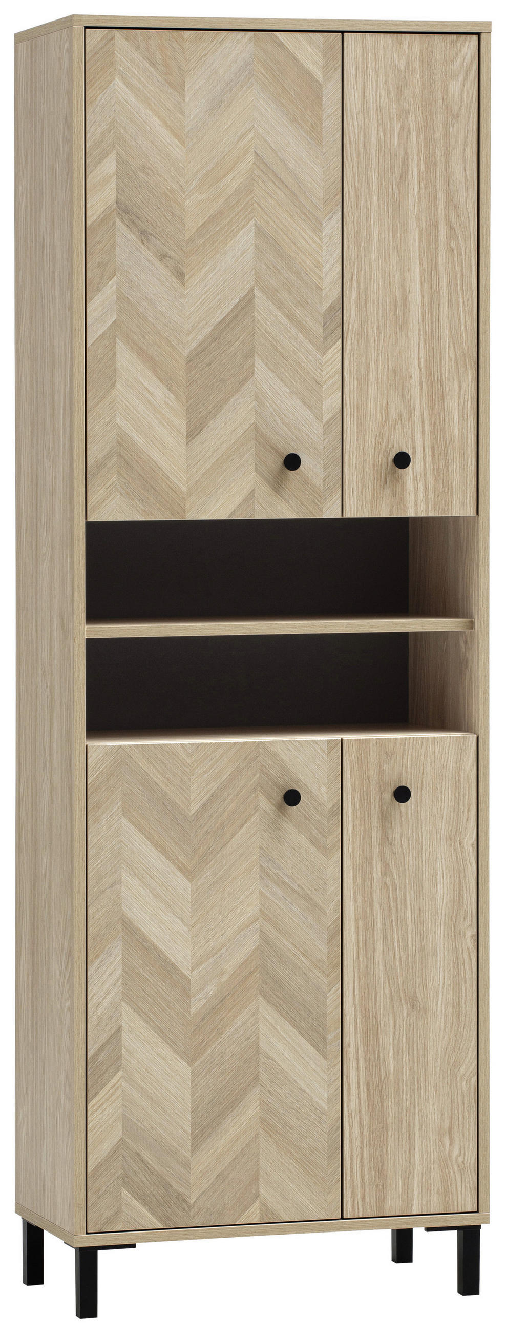 HOCHSCHRANK 60,20/177,6/33 cm  - Eichefarben/Schwarz, KONVENTIONELL, Holzwerkstoff/Kunststoff (60,20/177,6/33cm) - Stylife