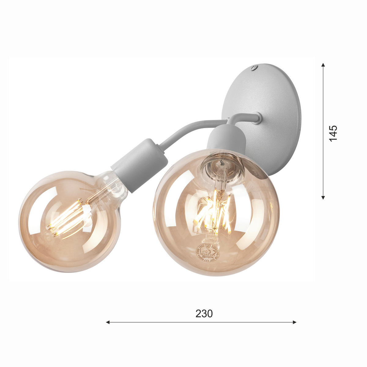 WANDLEUCHTE 23/14,5 cm   - Grau, KONVENTIONELL, Metall (23/14,5cm)
