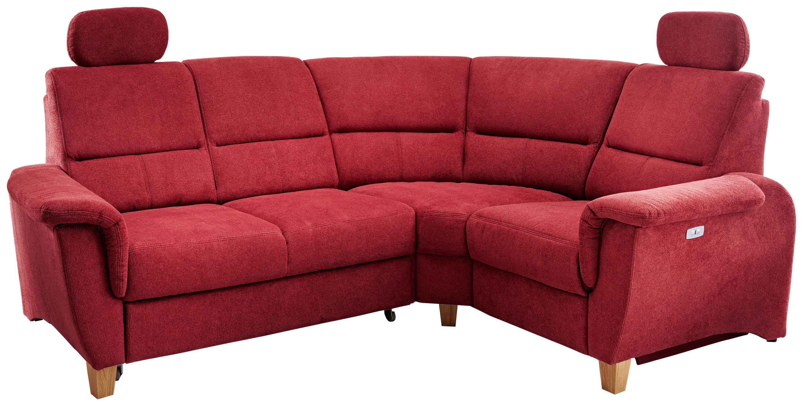 ECKSOFA in Struktur Rot  - Wildeiche/Rot, Konventionell, Holz/Textil (237/186cm) - Livetastic