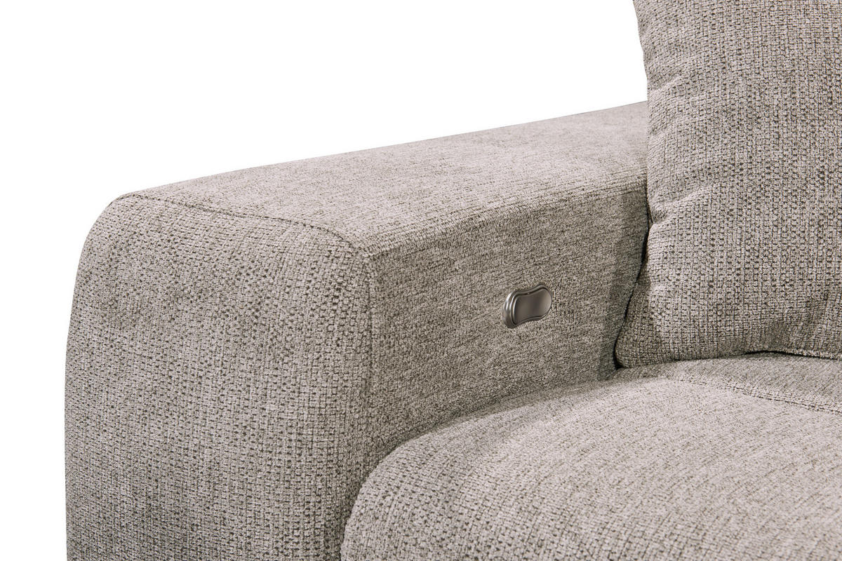 ECKSOFA in Chenille Graubraun  - Graubraun/Schwarz, Konventionell, Kunststoff/Textil (268/172cm) - MID.YOU