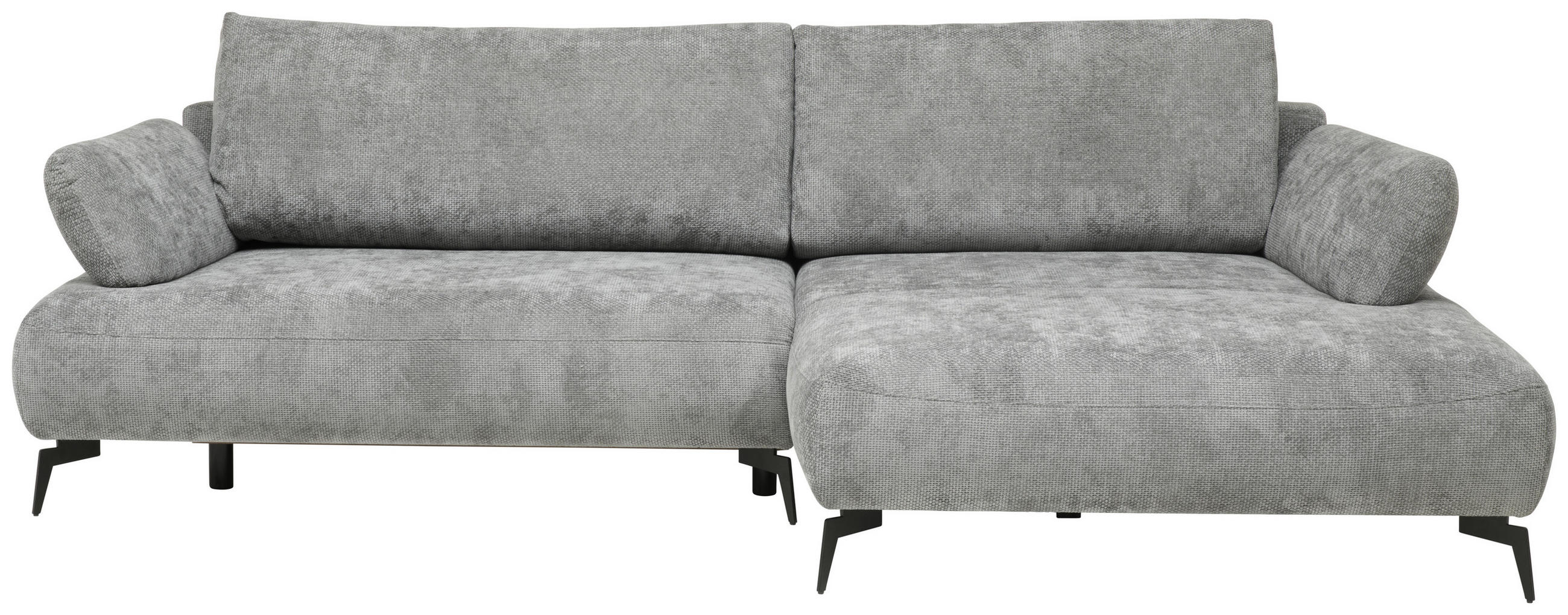 ECKSOFA in Struktur Grau  - Schwarz/Grau, Design, Textil/Metall (284/186cm) - Lomoco