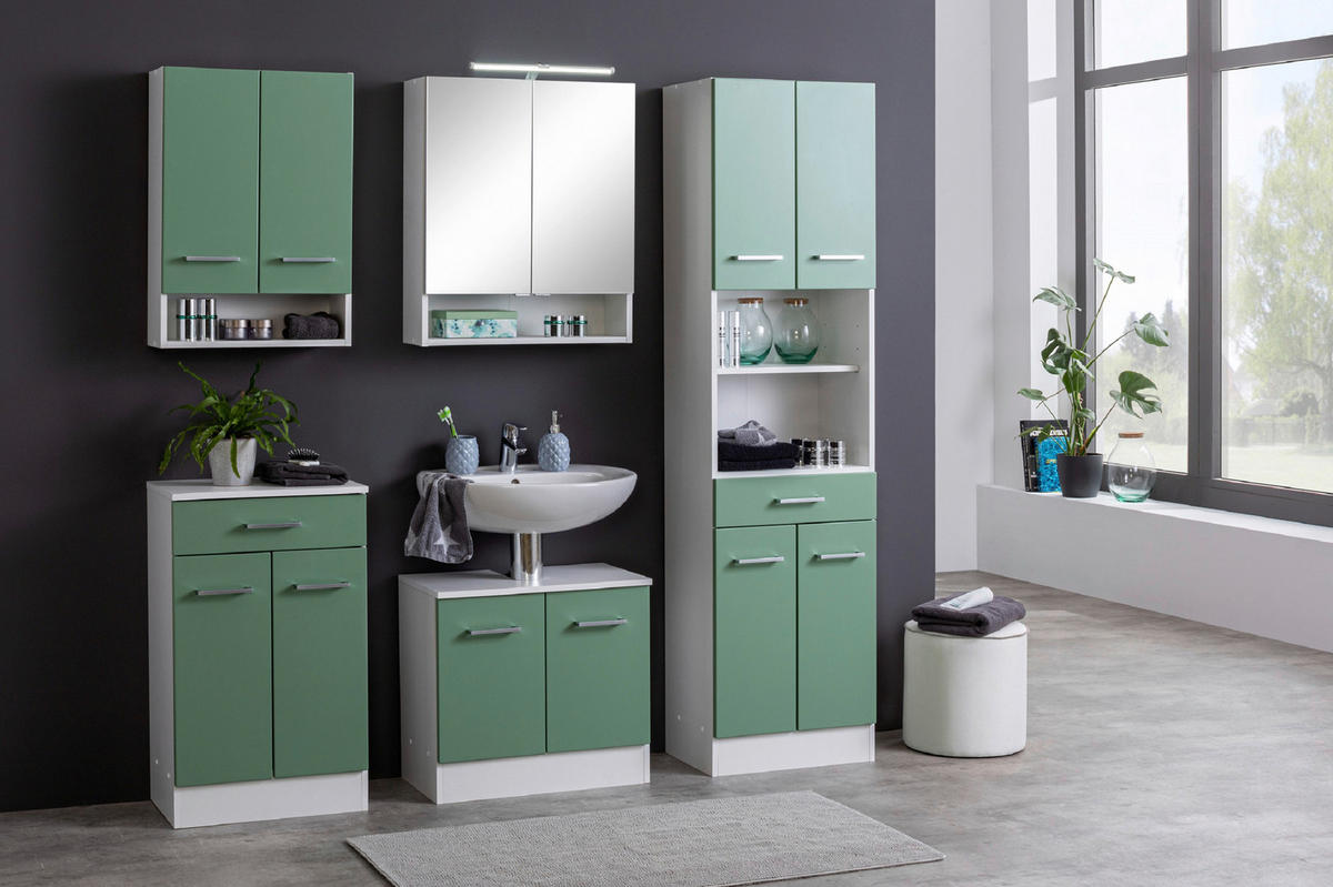 UNTERSCHRANK 50/84/35 cm   - Silberfarben/Weiß, MODERN, Holzwerkstoff/Metall (50/84/35cm) - Held