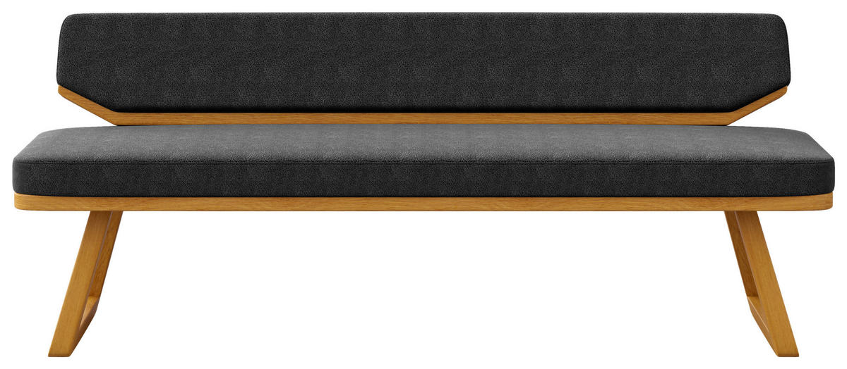 SITZBANK 190/80/52 cm Flachgewebe Eichefarben, Dunkelblau Eiche massiv  - Eichefarben/Dunkelblau, Basics, Holz/Textil (190/80/52cm) - Carryhome