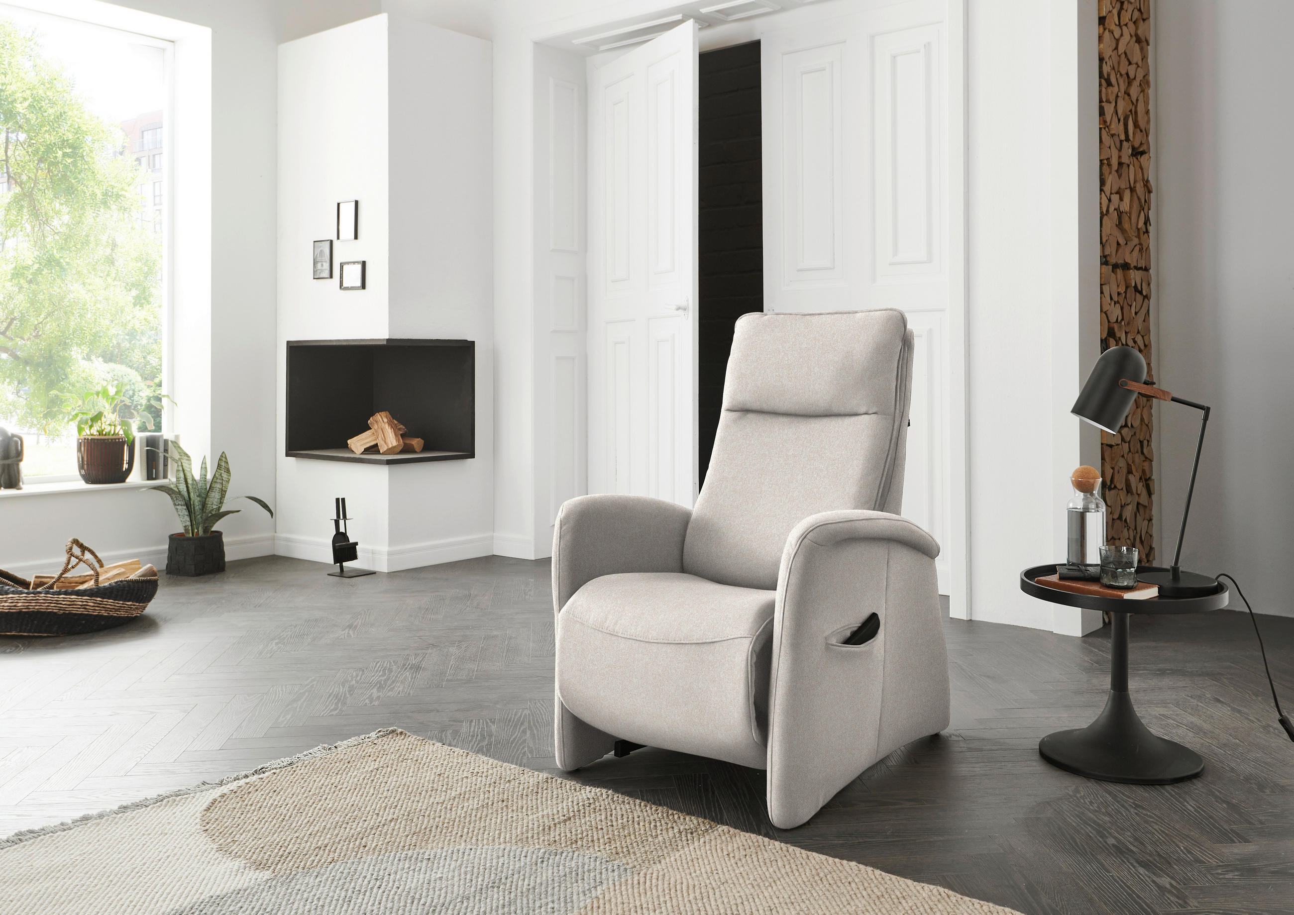 FERNSEHSESSEL in Chenille Ecru  - Ecru, Konventionell, Kunststoff/Textil (79-83/108/87cm) - Valdera