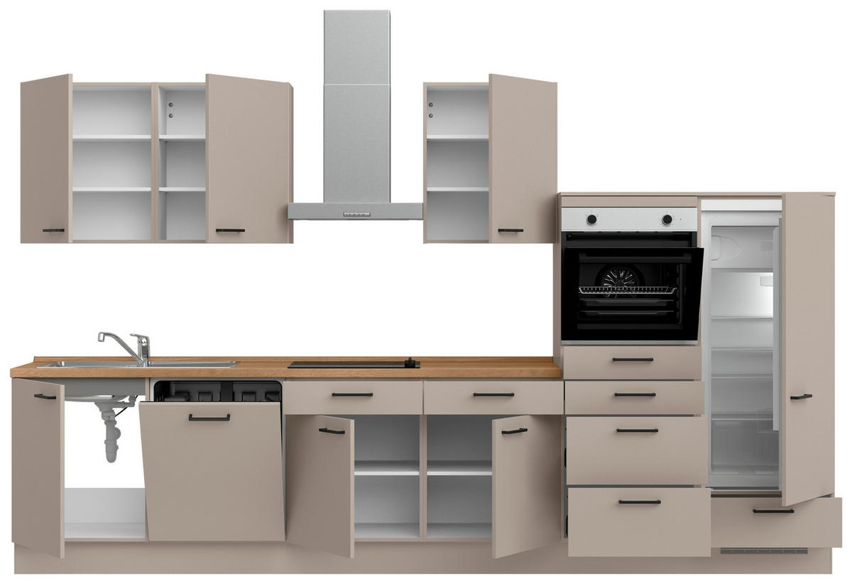 KÜCHENBLOCK Easytouch 360 cm  in Eichefarben, Sandfarben  - Sandfarben/Eichefarben, MODERN, Holzwerkstoff/Metall (360cm) - Nobilia