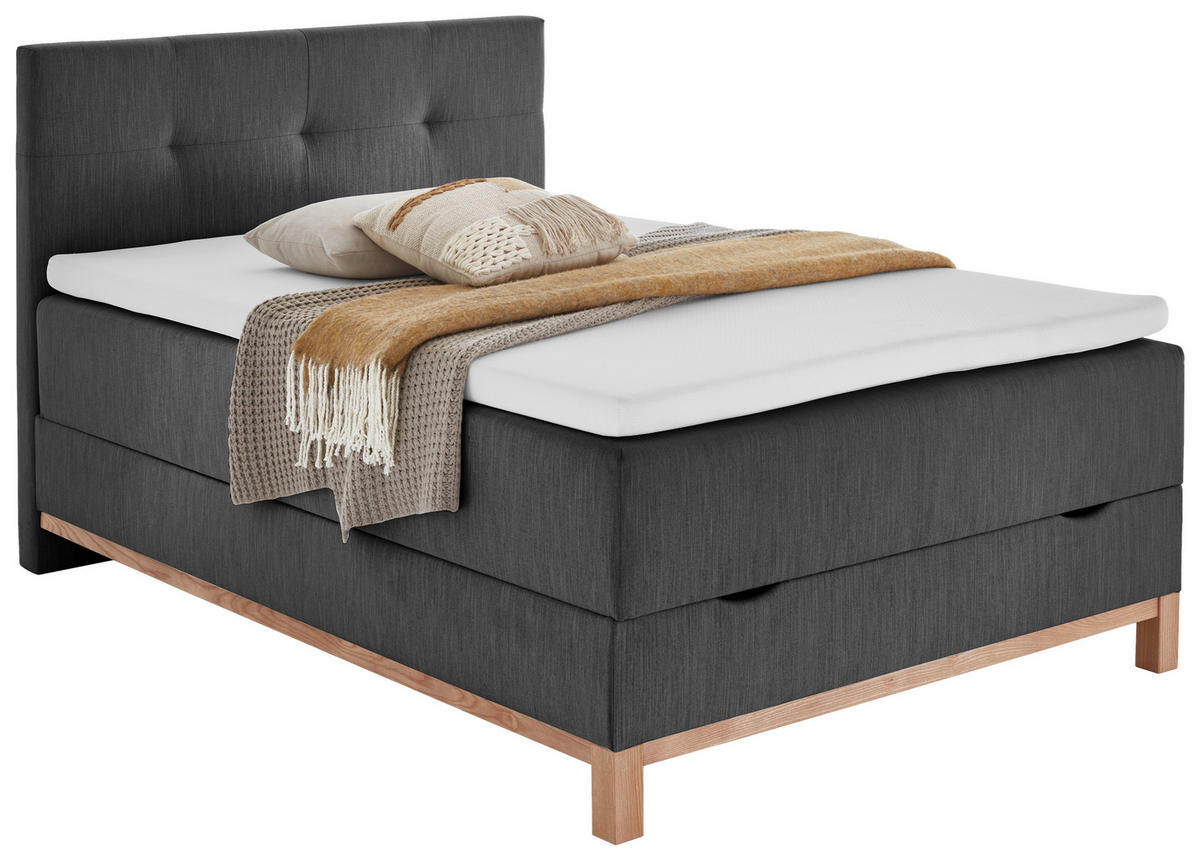BOXBETT 120/200 cm  in Anthrazit  - Eichefarben/Anthrazit, MODERN, Holz/Textil (120/200cm) - Livetastic