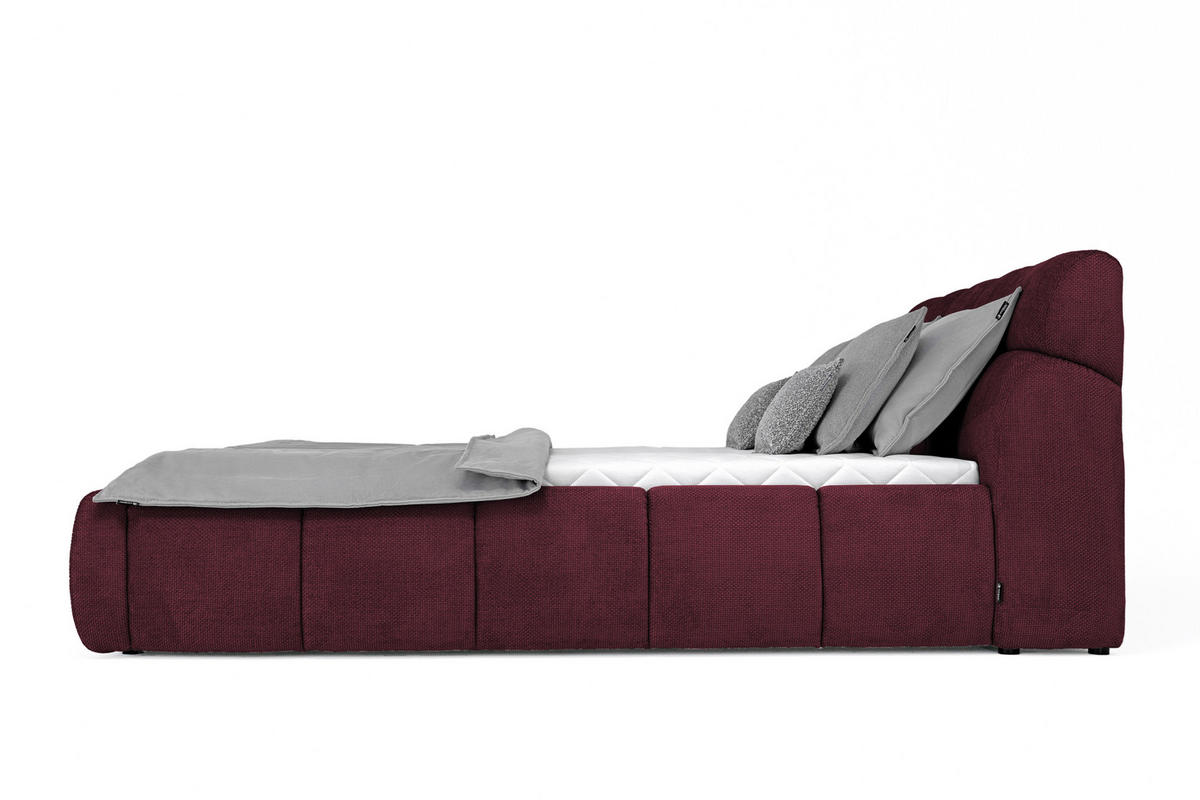 POLSTERBETT Lattenrost, Bettkasten 180/200 cm  in Bordeaux  - Bordeaux/Schwarz, Design, Holz/Kunststoff (180/200cm) - Esposa