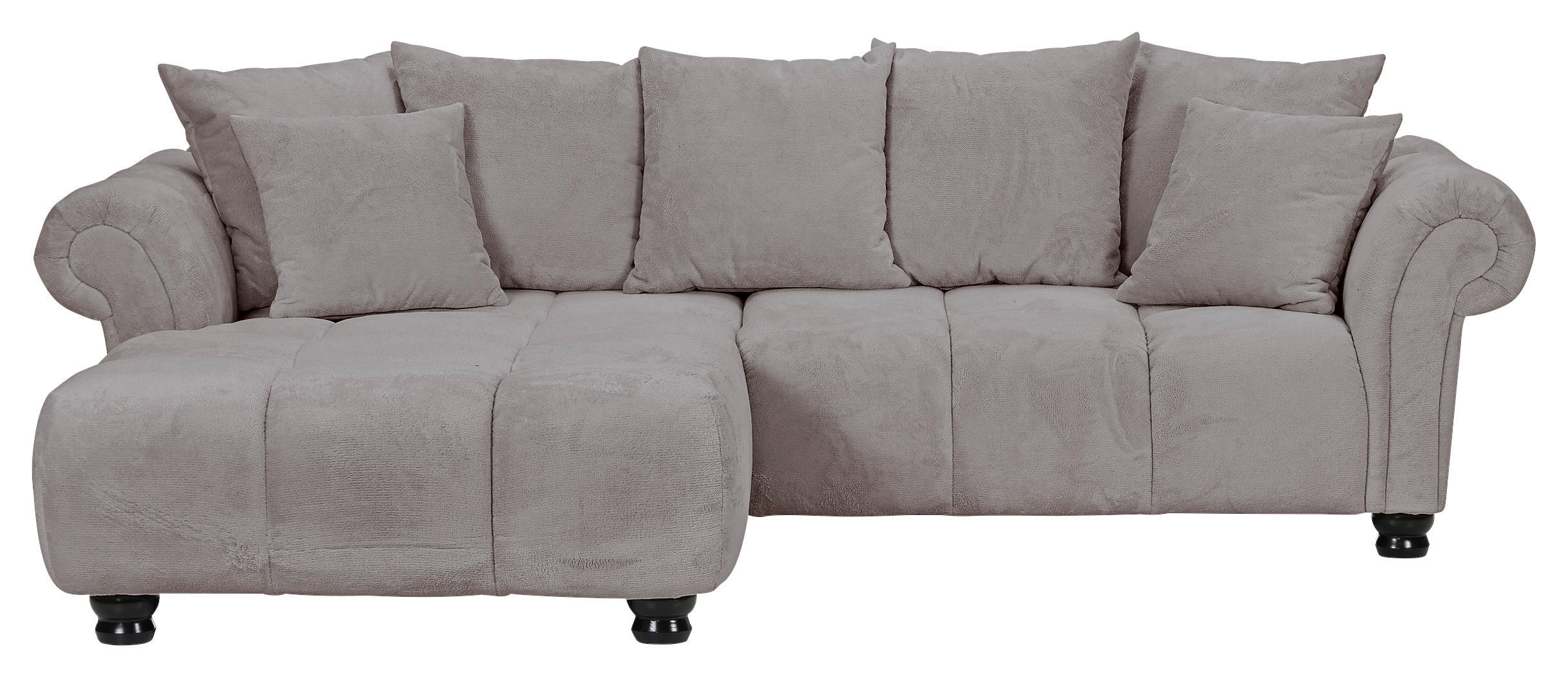 ECKSOFA Grau Plüsch  - Dunkelbraun/Grau, KONVENTIONELL, Holz/Textil (190/288cm) - Carryhome