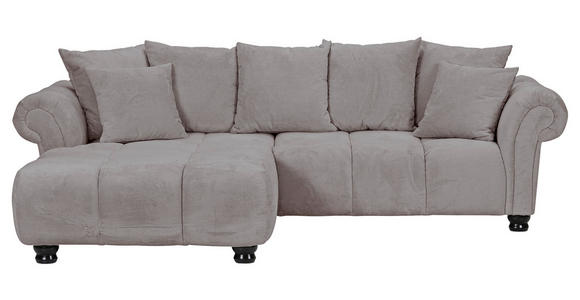 ECKSOFA  in Plüsch Grau  190/288 cm  - Dunkelbraun/Grau, KONVENTIONELL, Holz/Textil (190/288cm) - Carryhome