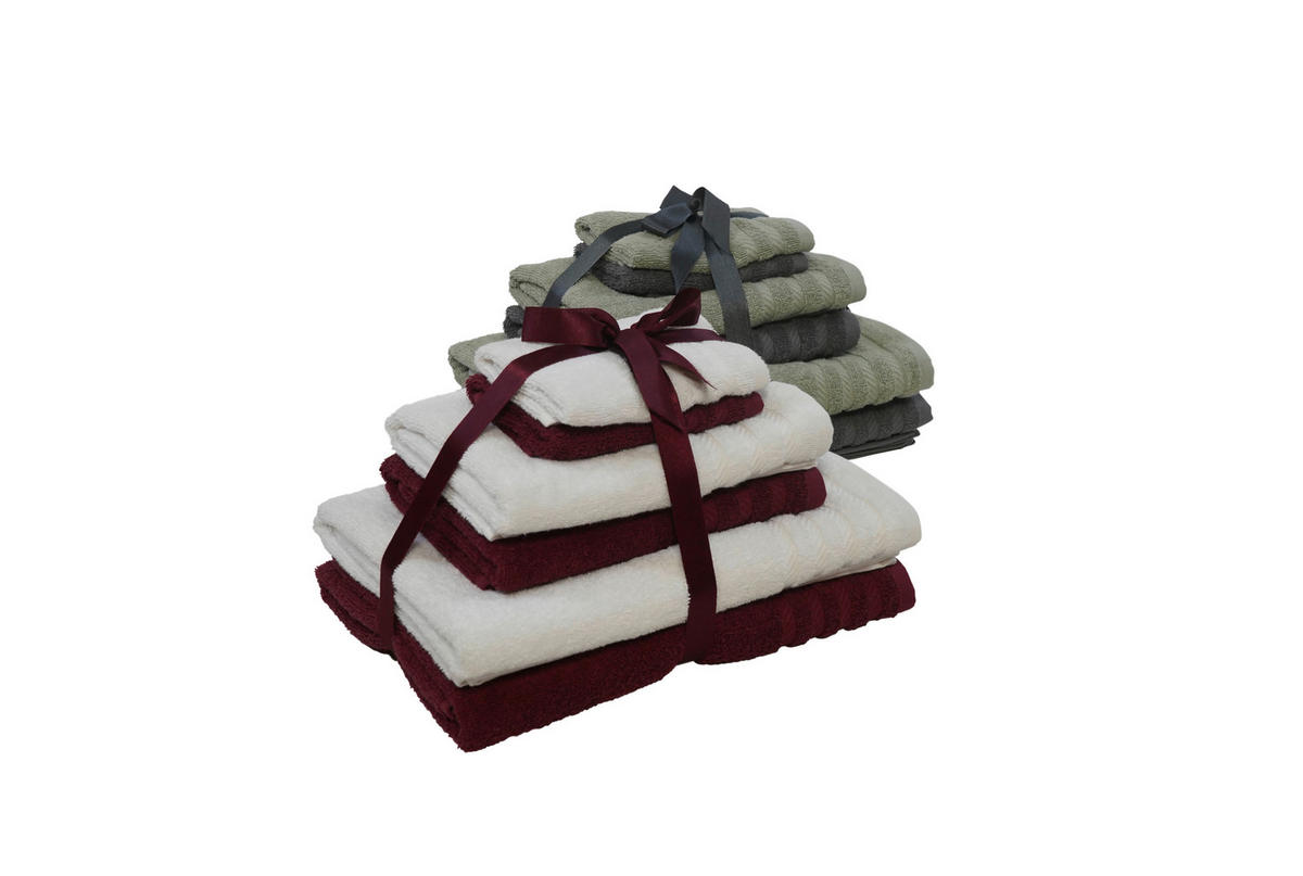 FROTTIERSET Santo Rot, Weiß 6-teilig  - Rot/Weiß, Basics, Textil - Esposa