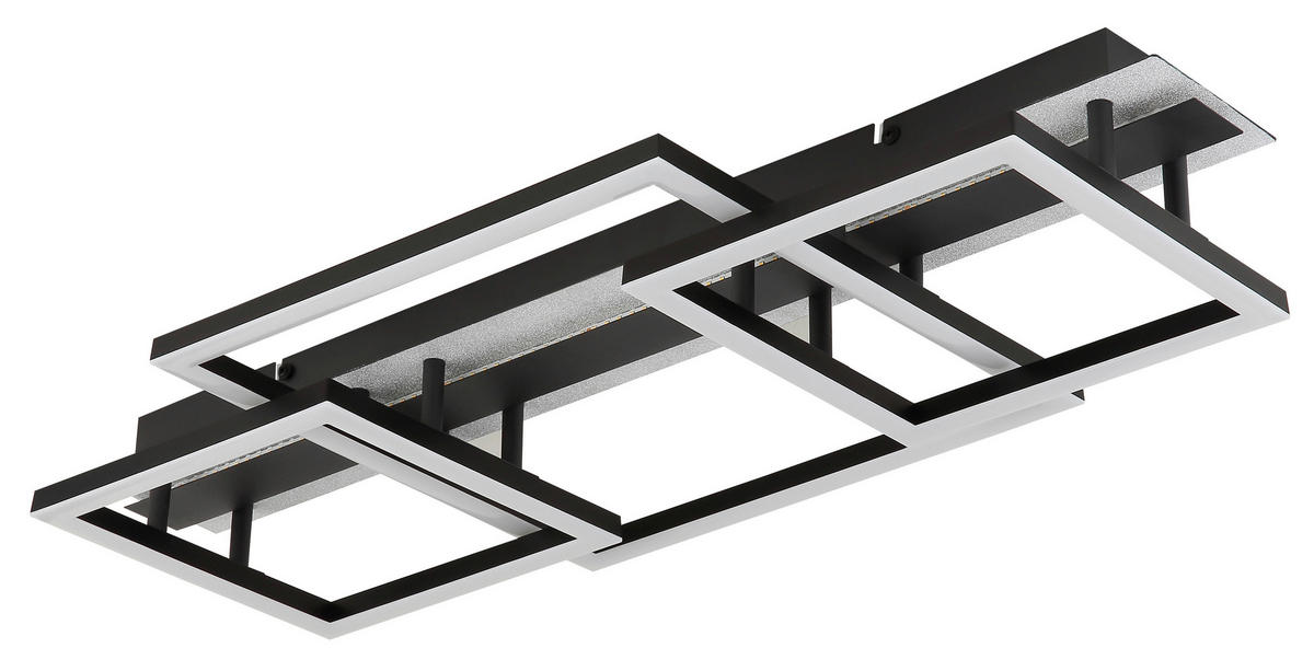 LED-DECKENLEUCHTE Estrada 70/33/9 cm  - Silberfarben/Opal, Design, Kunststoff/Metall (70/33/9cm) - Globo
