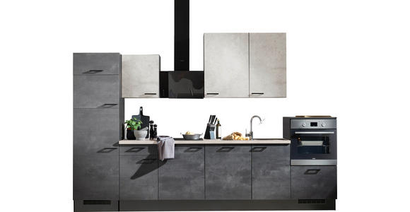 KÜCHENLEERBLOCK 340 cm   in Graphitfarben, Weiß  - Schwarz/Graphitfarben, Design, Holzwerkstoff/Metall (340cm) - Xora