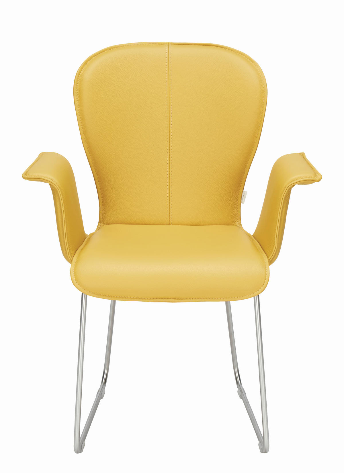ARMLEHNSTUHL  in Edelstahl Echtleder pigmentiert  - Edelstahlfarben/Gelb, Design, Leder/Metall (69/91/61cm) - Bert Plantagie