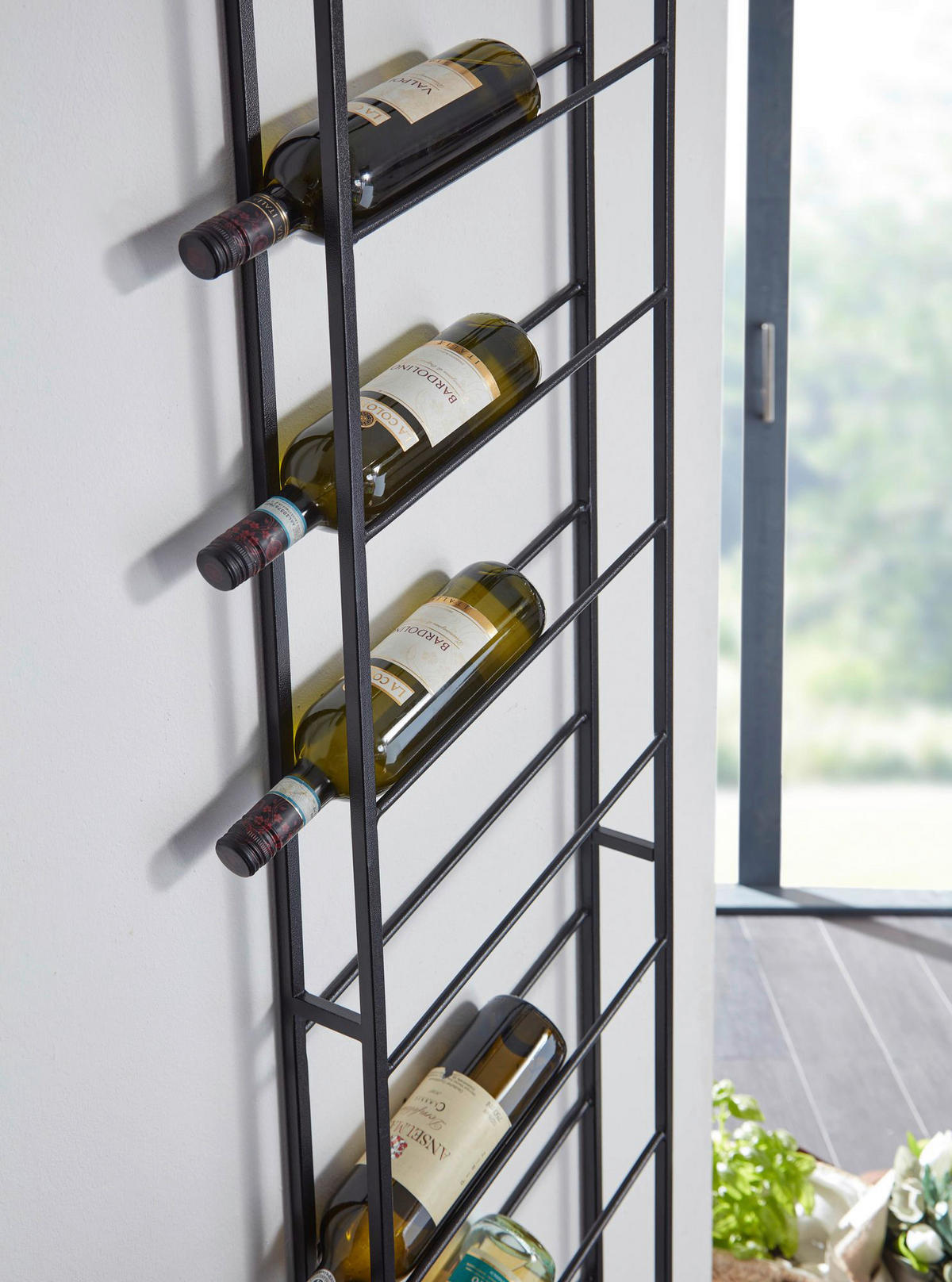 WEINREGAL 36/150/8 cm  - Schwarz, Design, Metall (36/150/8cm) - MID.YOU