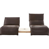 SEDACIA SÚPRAVA, drevo, koža, hnedá - hnedá/čierna, Natur, kov/koža (240/80-112/115-159cm) - Koinor