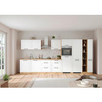 KÜCHENBLOCK 420 cm   Weiss, Eiche Wotan  - Weiss/Eiche Wotan, Lifestyle, Holzwerkstoff/Metall (420cm) - Held