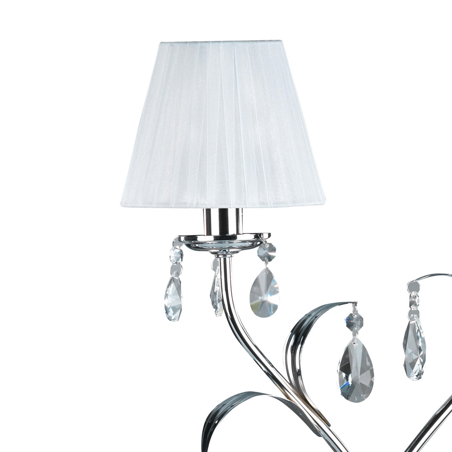 KRISTALL-TISCHLEUCHTE 45/70 cm   - Chromfarben/Weiß, KONVENTIONELL, Glas/Textil (45/70cm)