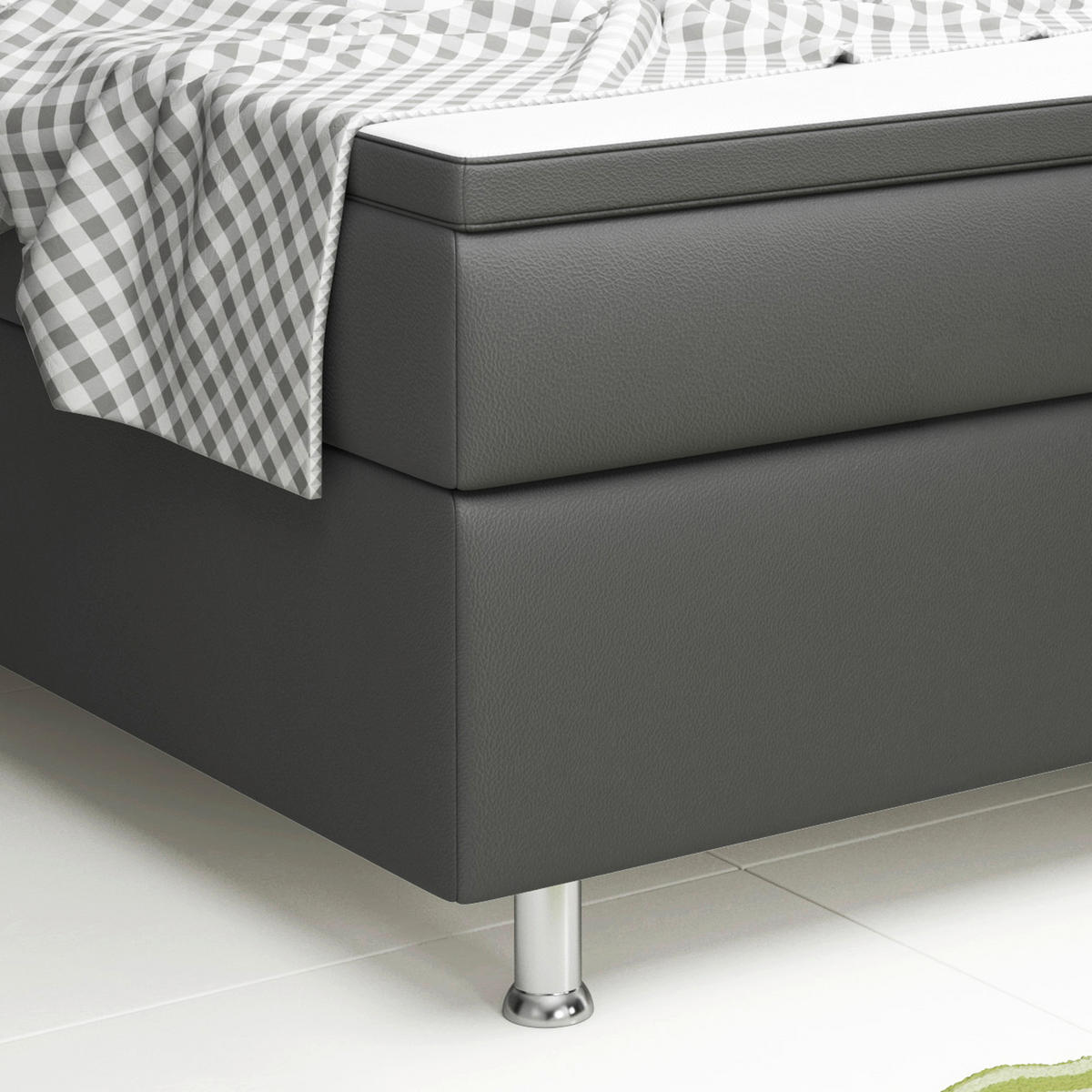 BOXSPRINGBETT 180/200 cm  in Anthrazit  - Anthrazit/Silberfarben, KONVENTIONELL, Textil/Metall (180/200cm) - MID.YOU