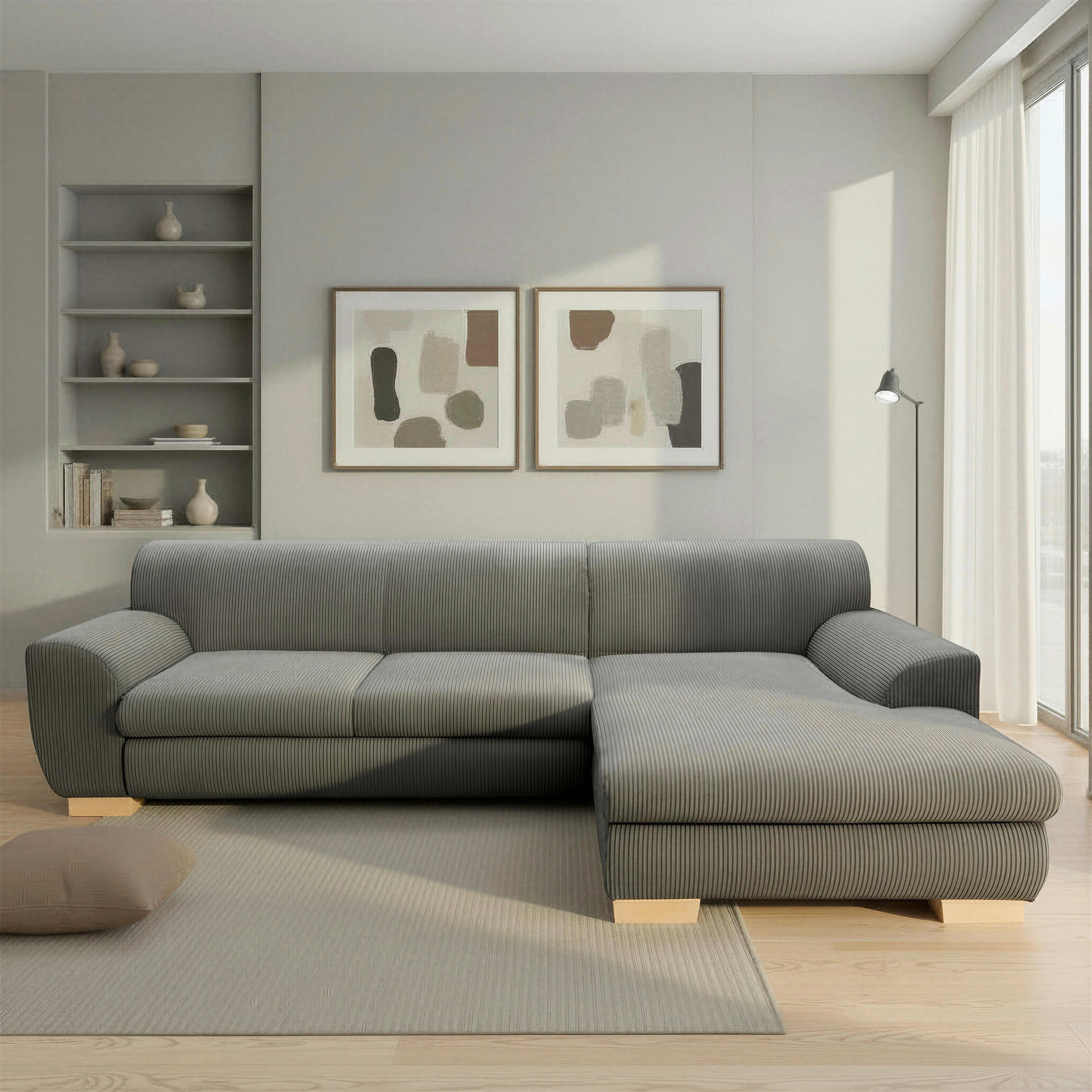 Mid.you Ecksofa Nika Grau 277x156 cm