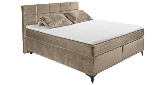 BOXSPRINGBETT 180/200 cm  in Sandfarben  - Sandfarben/Schwarz, Design, Holzwerkstoff/Kunststoff (180/200cm) - Xora