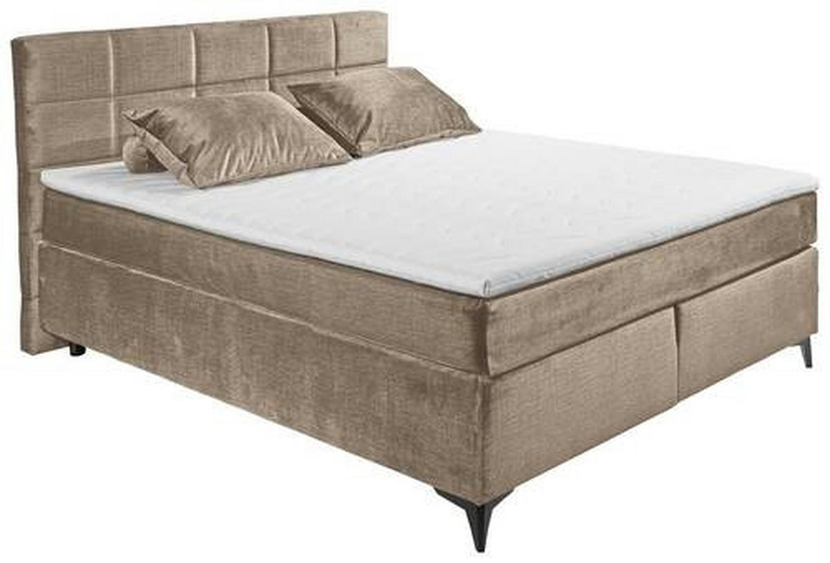 BOXSPRINGBETT 180/200 cm  in Sandfarben  - Sandfarben/Schwarz, Design, Holzwerkstoff/Kunststoff (180/200cm) - Xora