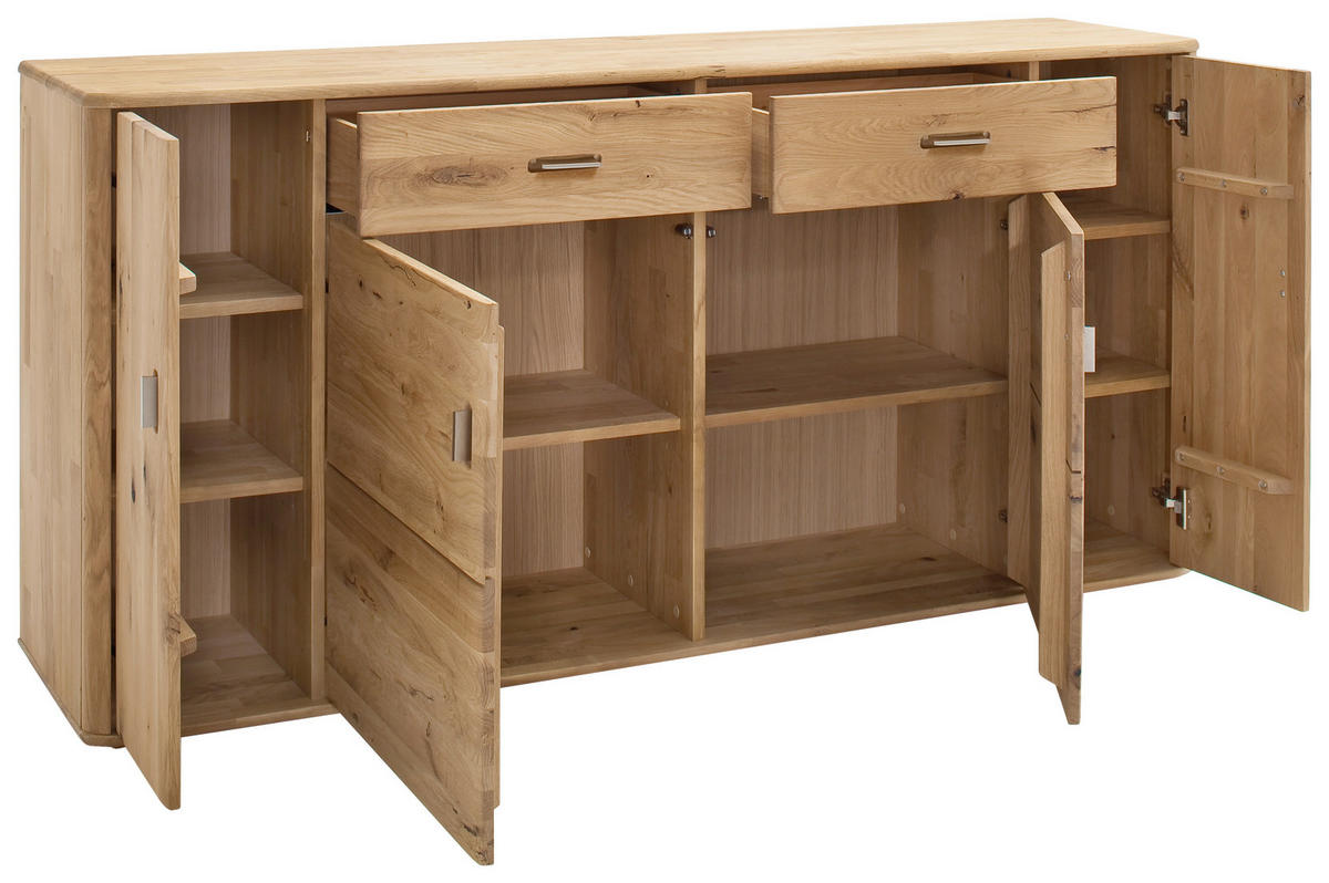 SIDEBOARD  in 186/90/44 cm  - Eichefarben/Silberfarben, Design, Holz/Metall (186/90/44cm) - Livetastic