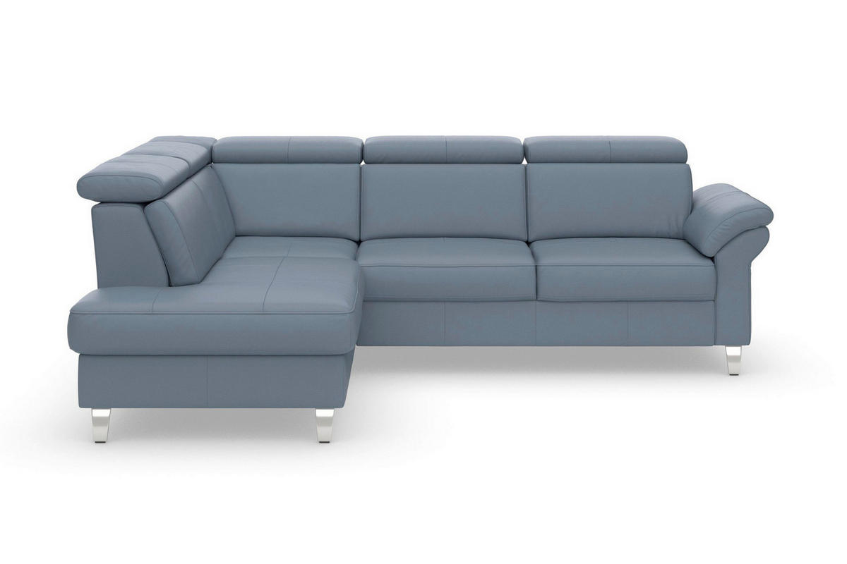 ECKSOFA 194/245 cm ARNGAST E in Echtleder Graublau Kopfteilverstellung  194/245 cm  - Chromfarben/Graublau, Basics, Leder/Textil (194/245cm) - Sit & More