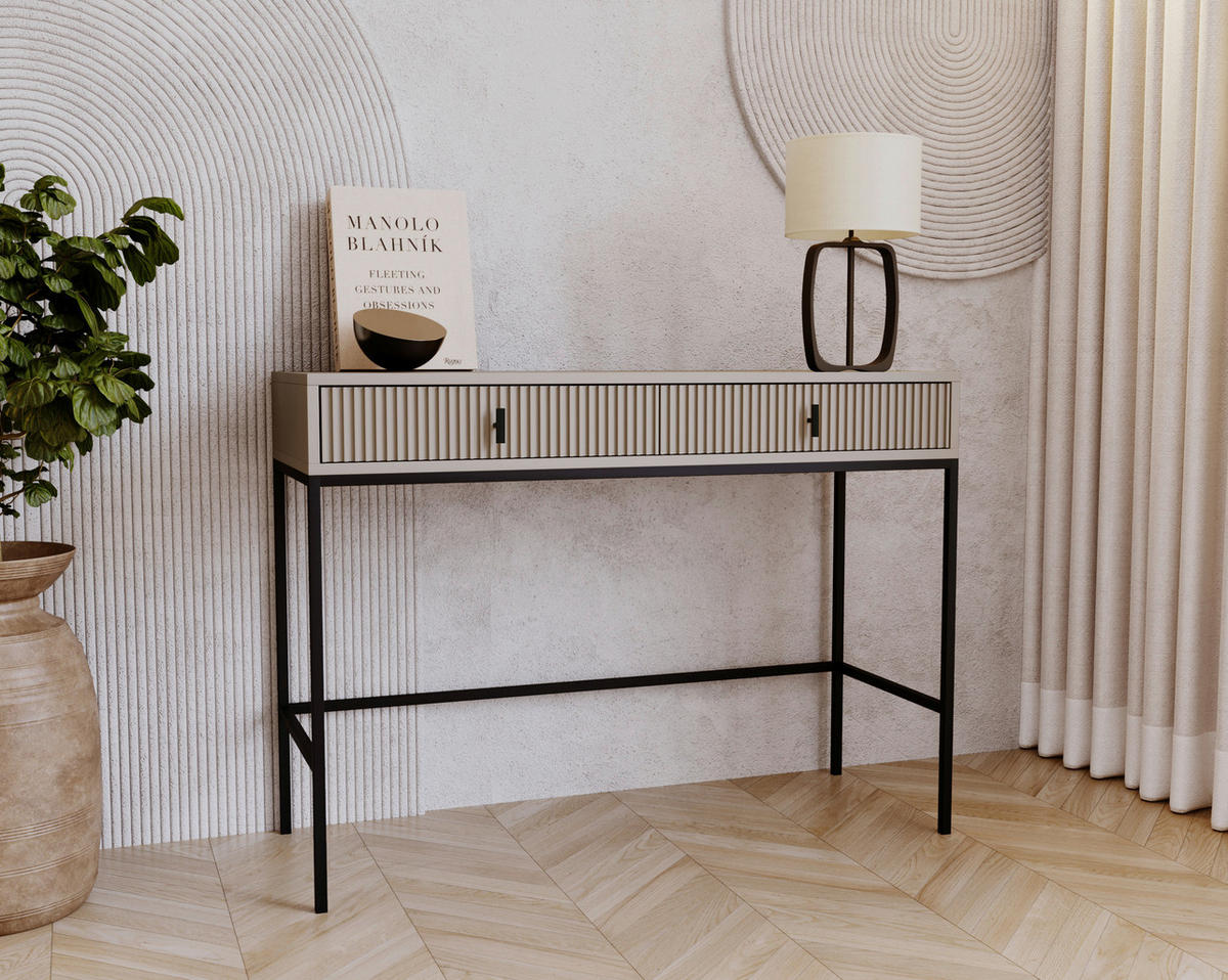 TOALETNÍ STOLEK, kašmírová, 104,2/50/77 cm - černá/kašmírová, Design, kov/kompozitní dřevo (104,2/50/77cm) - Xora